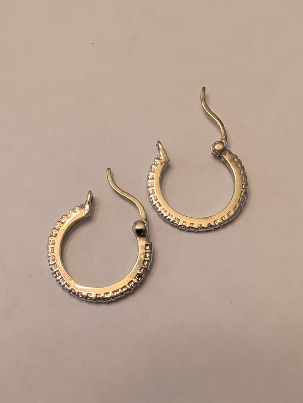 Sterling Silver Textured Hoop Earrings - Silver